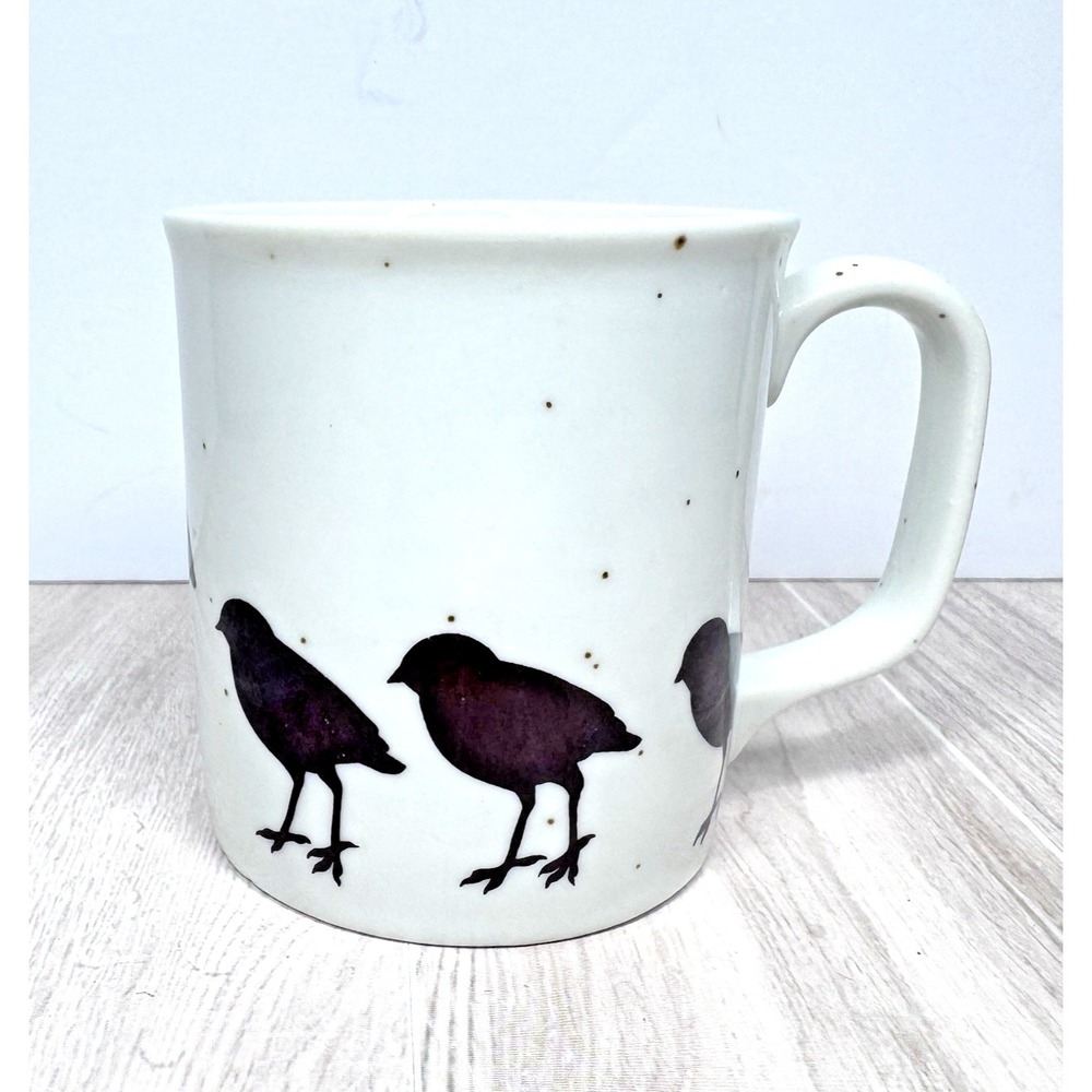Vintage Studio Pottery Bird Coffee Mug Speckled Stoneware Rustic Farmhouse